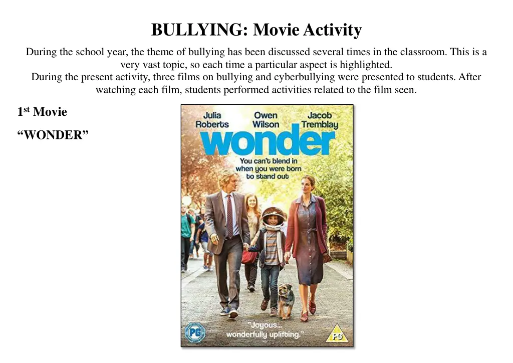 bullying movie activity