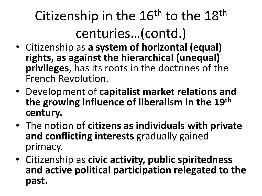 citizenship in the 16 th to the 18 th centuries 1