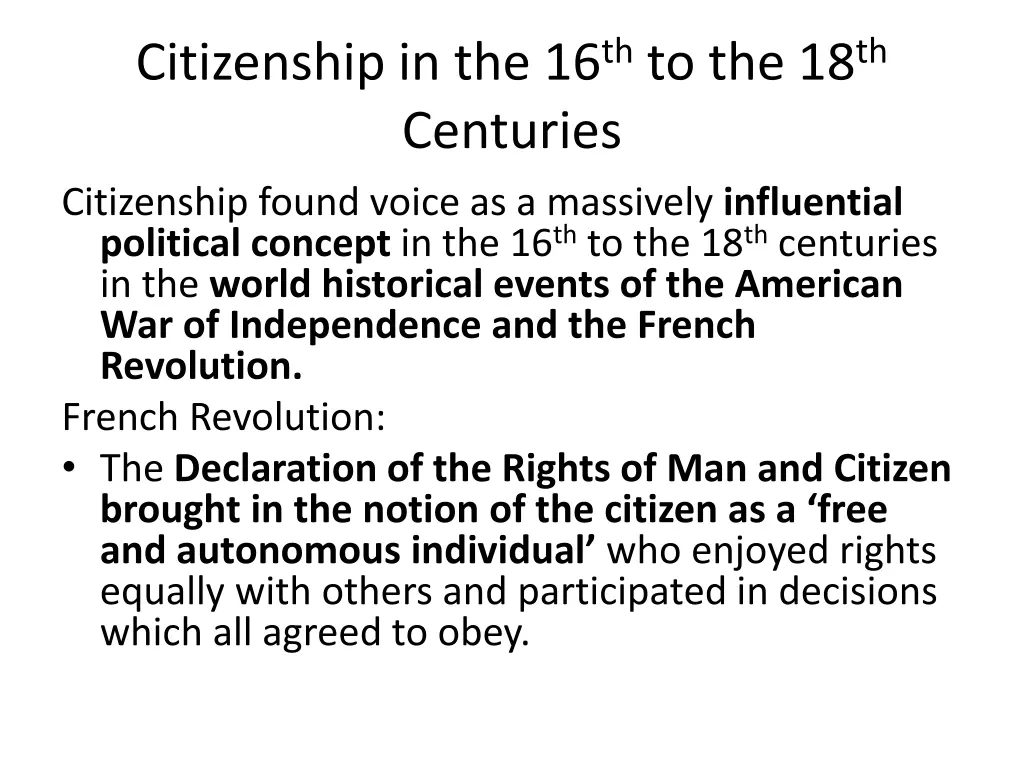 citizenship in the 16 th to the 18 th centuries