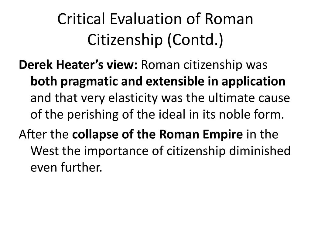 critical evaluation of roman citizenship contd