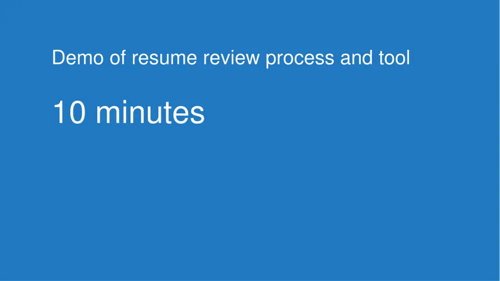 demo of resume review process and tool