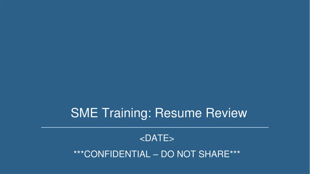 sme training resume review