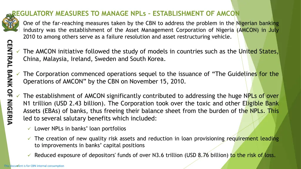 regulatory measures to manage npls establishment