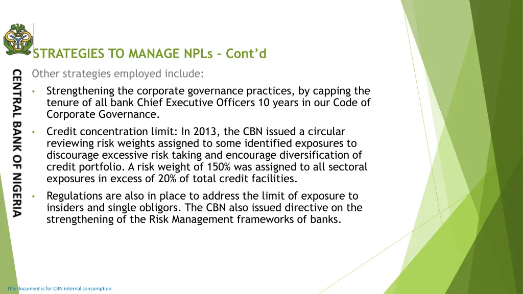 strategies to manage npls cont d