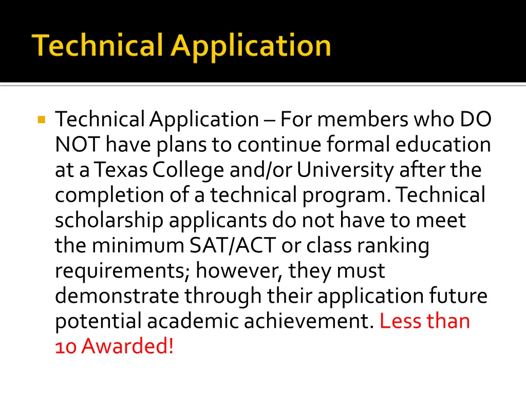 technical application for members who do not have