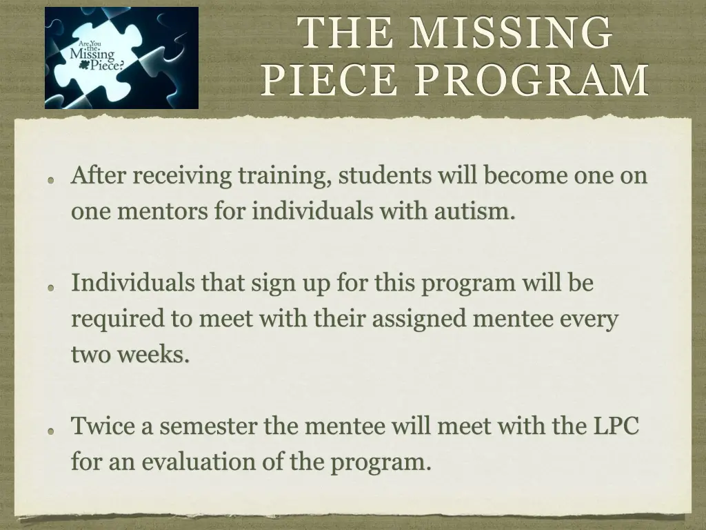 the missing piece program