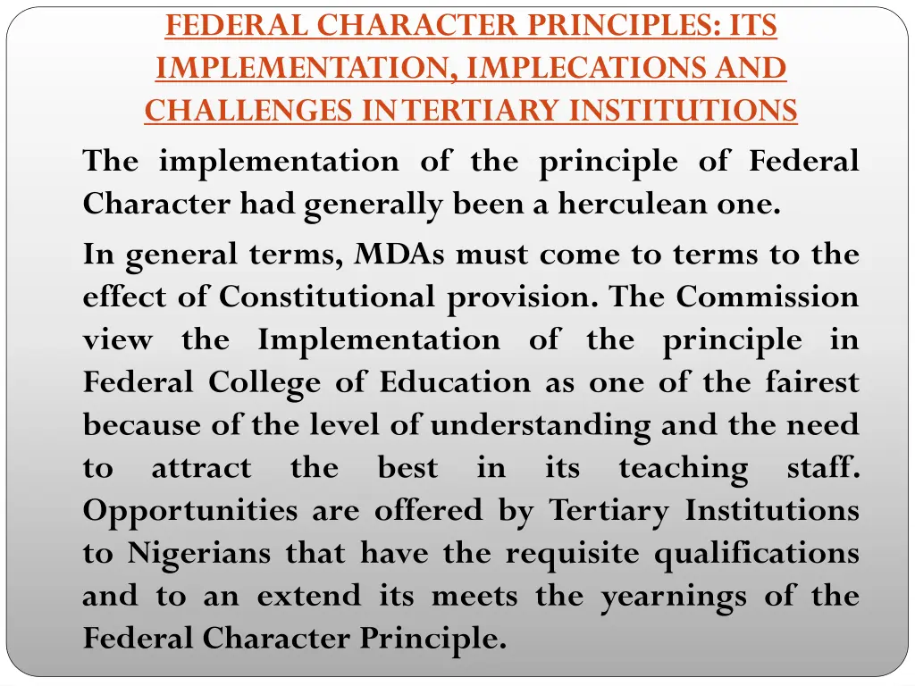 federal character principles its implementation 1