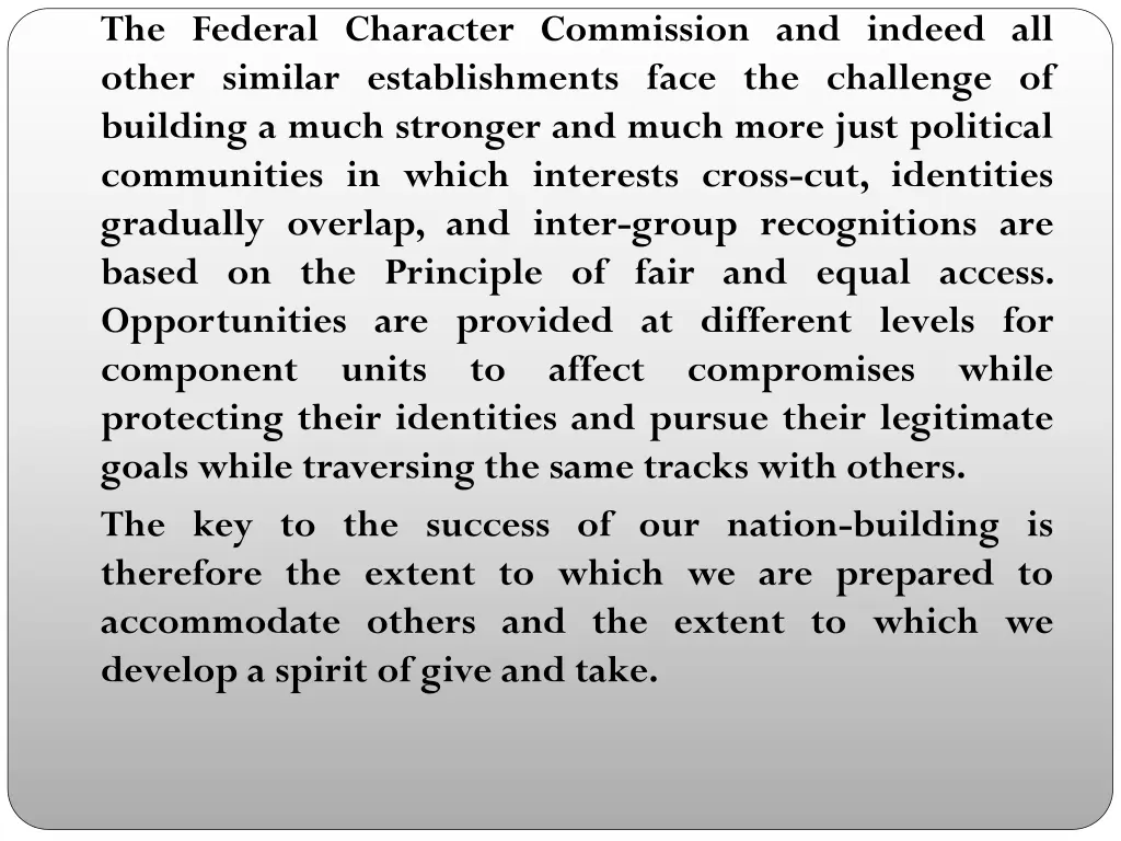 the federal character commission and indeed