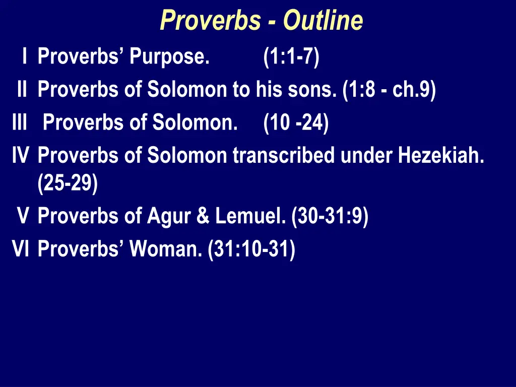 proverbs outline