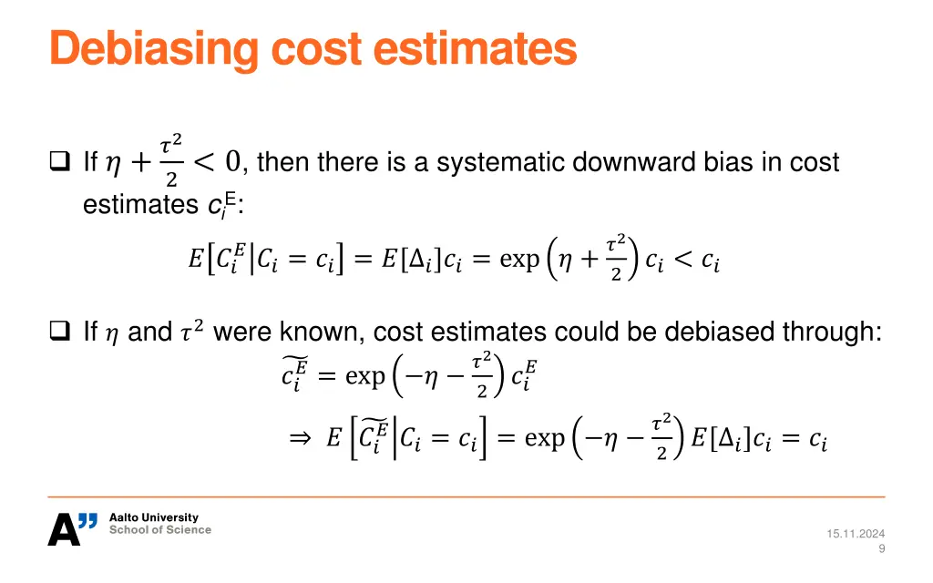 debiasing cost estimates