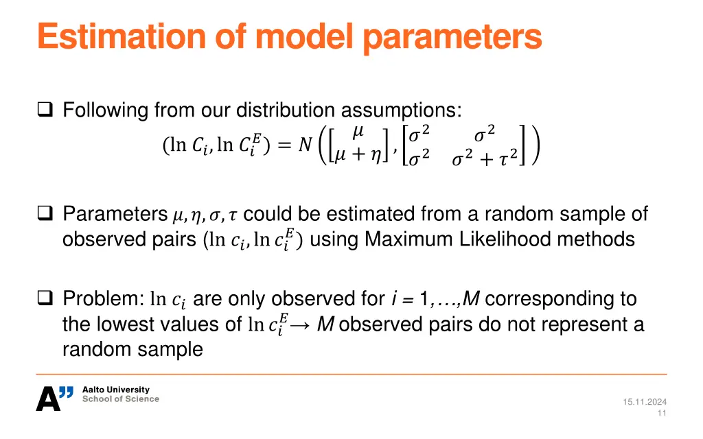 estimation of model parameters