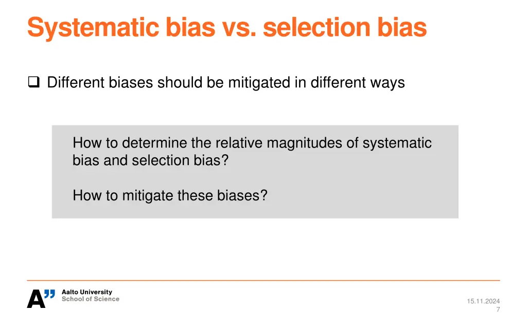 systematic bias vs selection bias