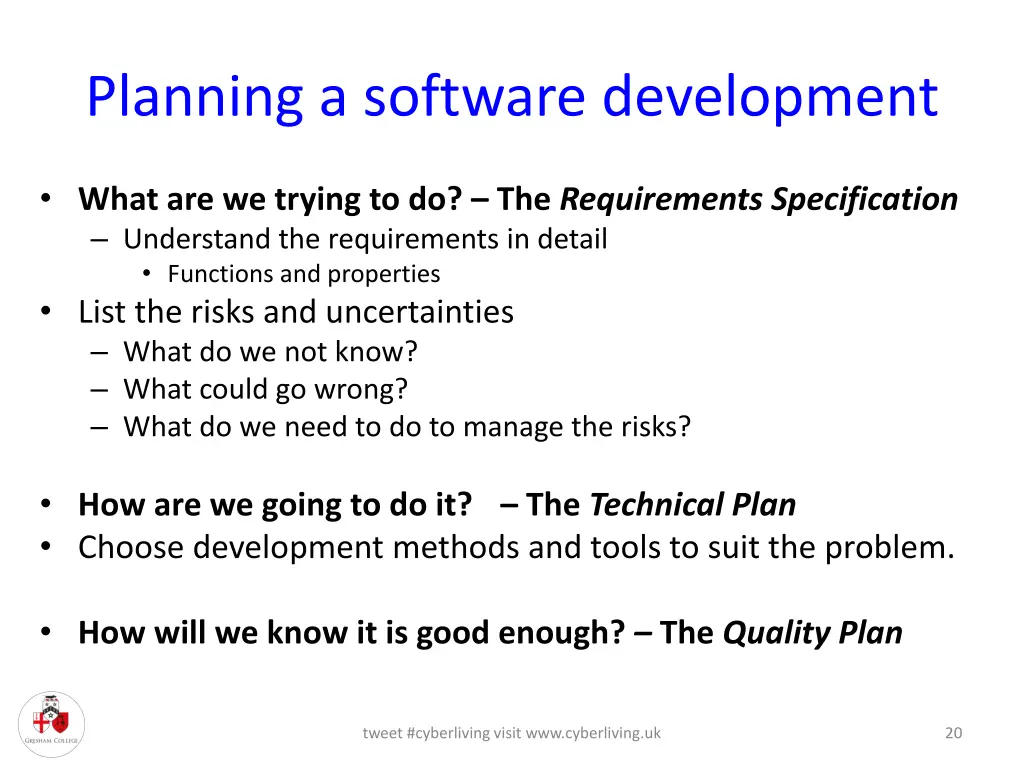 planning a software development