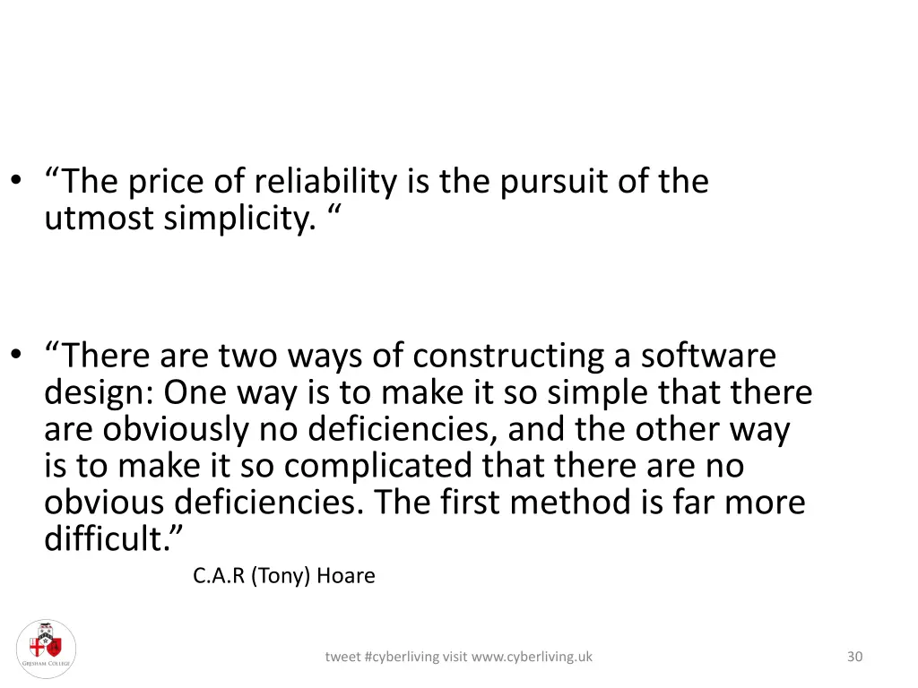 the price of reliability is the pursuit