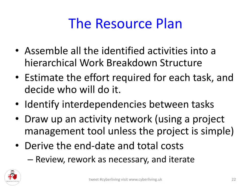 the resource plan