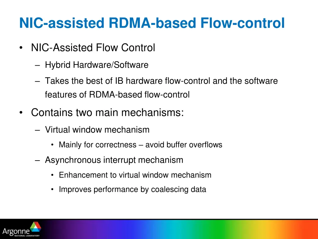 nic assisted rdma based flow control