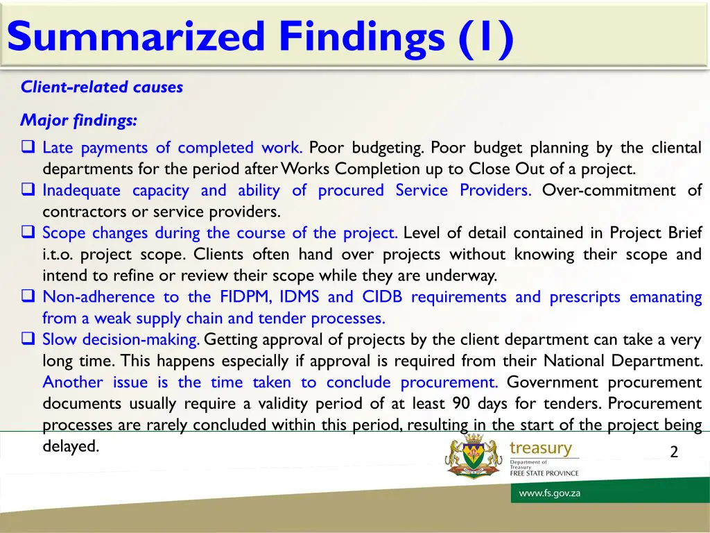 summarized findings 1