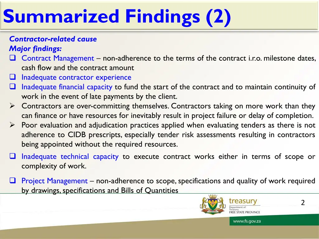 summarized findings 2