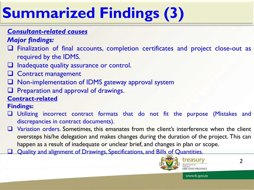 summarized findings 3