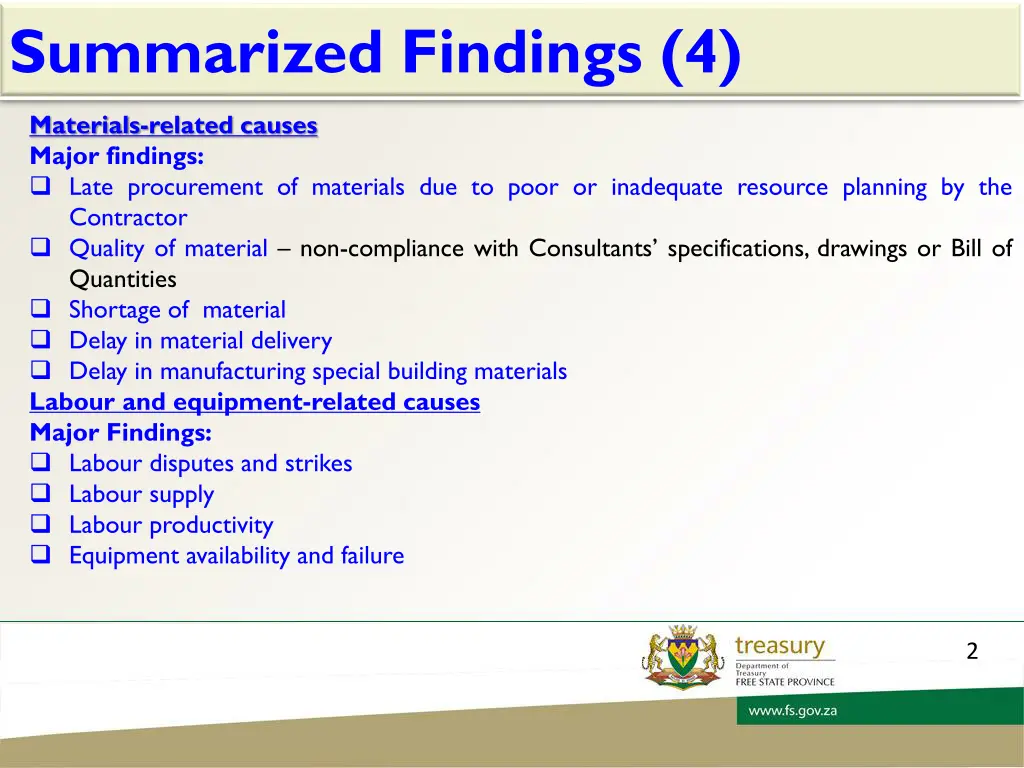 summarized findings 4