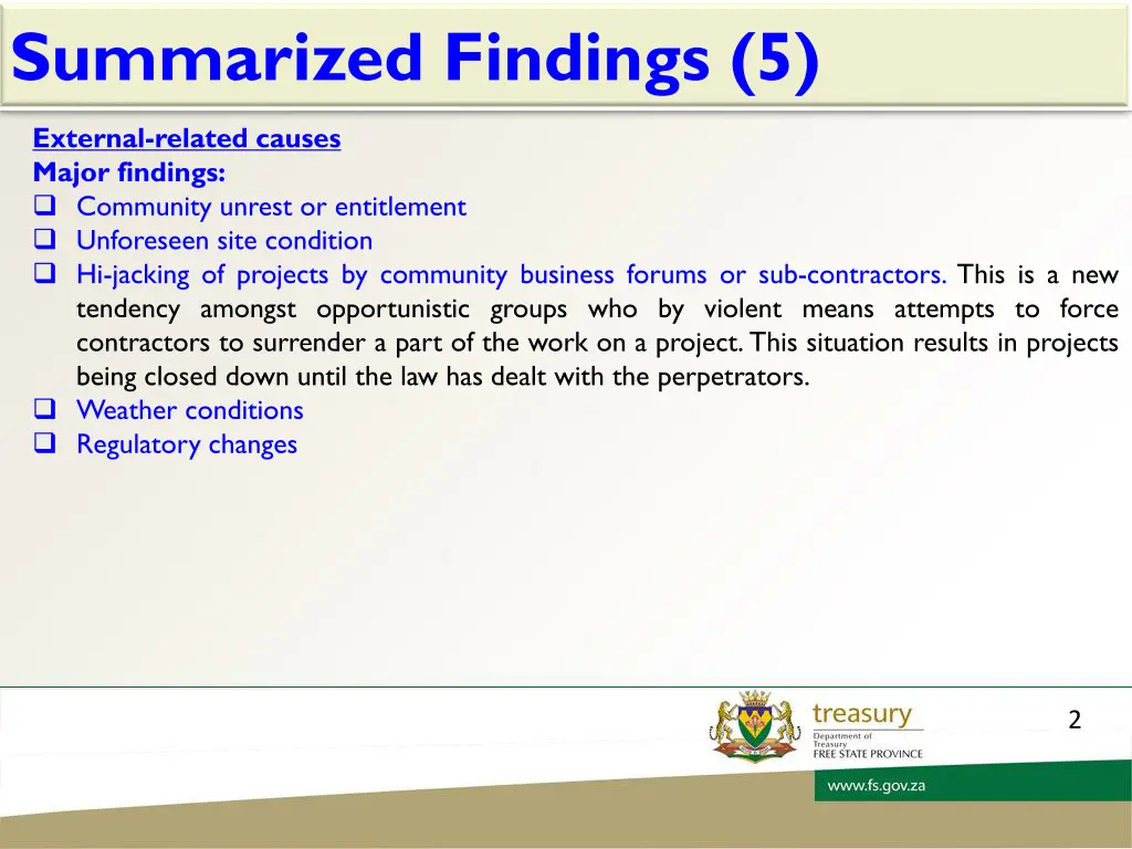 summarized findings 5