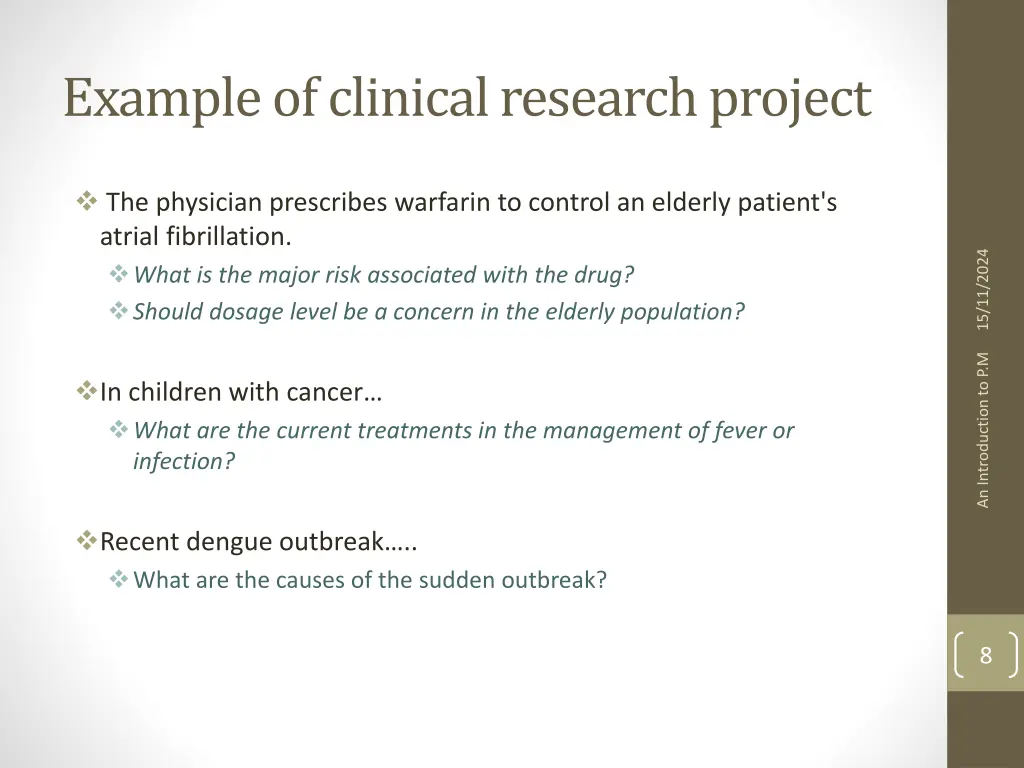 example of clinical research project