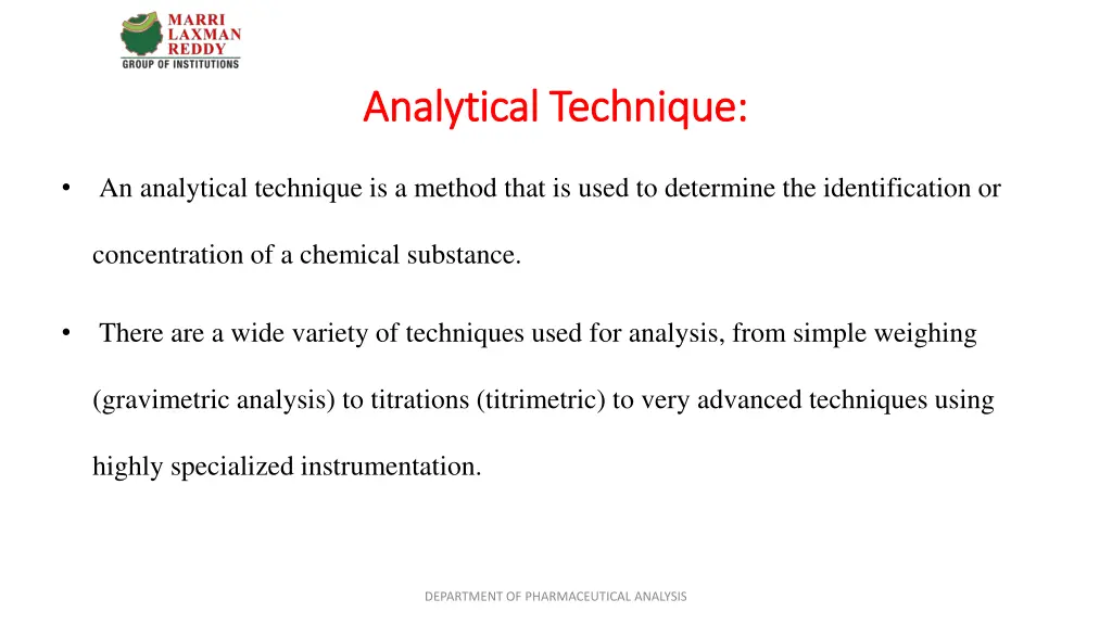 analytical technique analytical technique