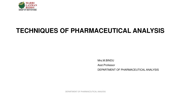 techniques of pharmaceutical analysis