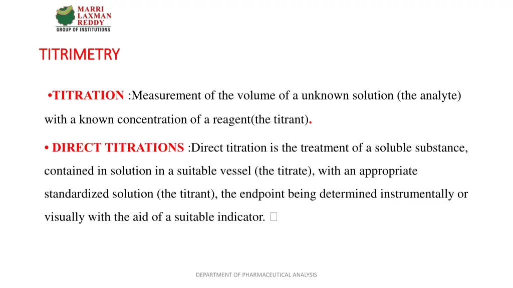 titrimetry titrimetry