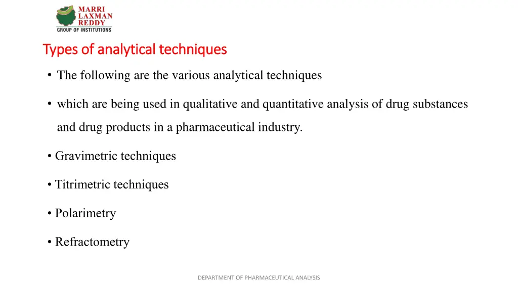 types of analytical techniques types