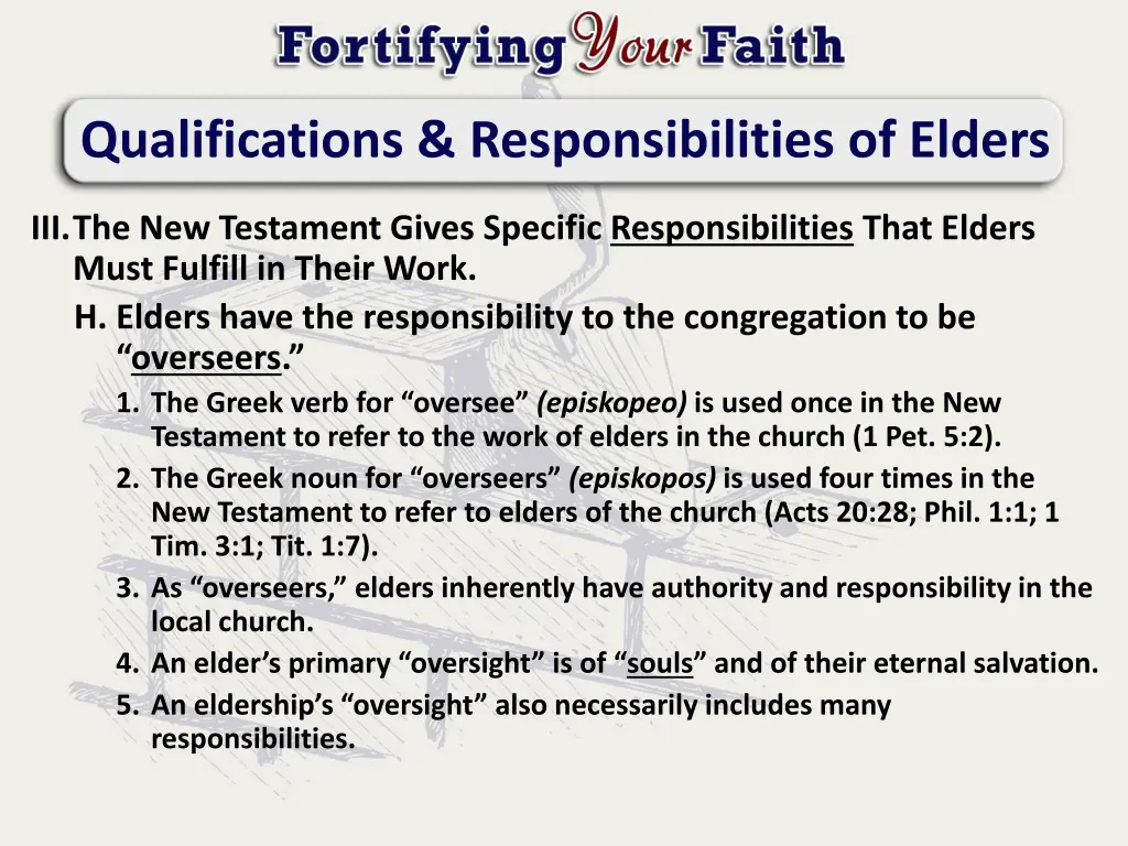 qualifications responsibilities of elders