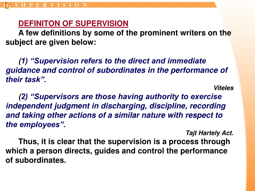 definiton of supervision a few definitions