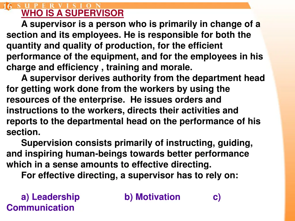 who is a supervisor a supervisor is a person