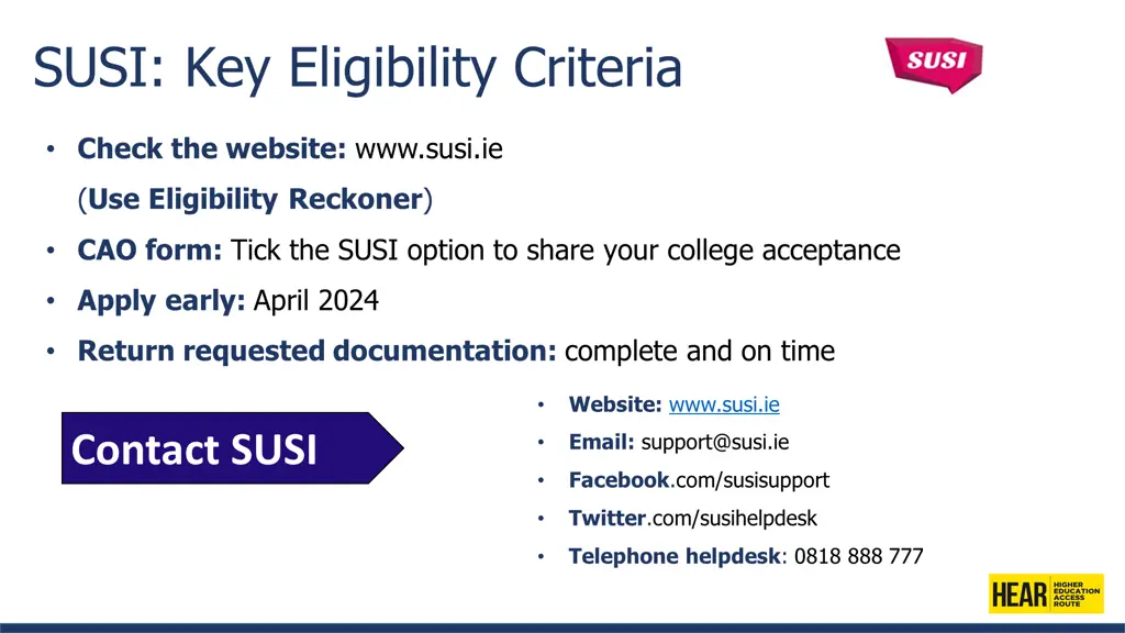 susi key eligibility criteria
