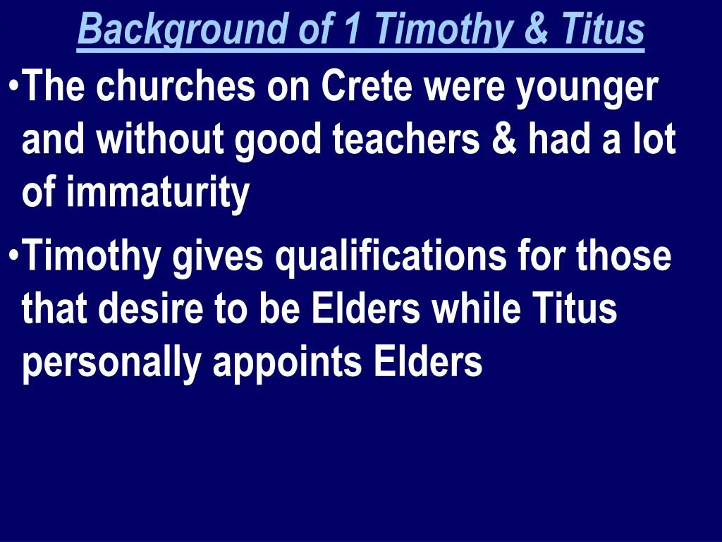 background of 1 timothy titus the churches