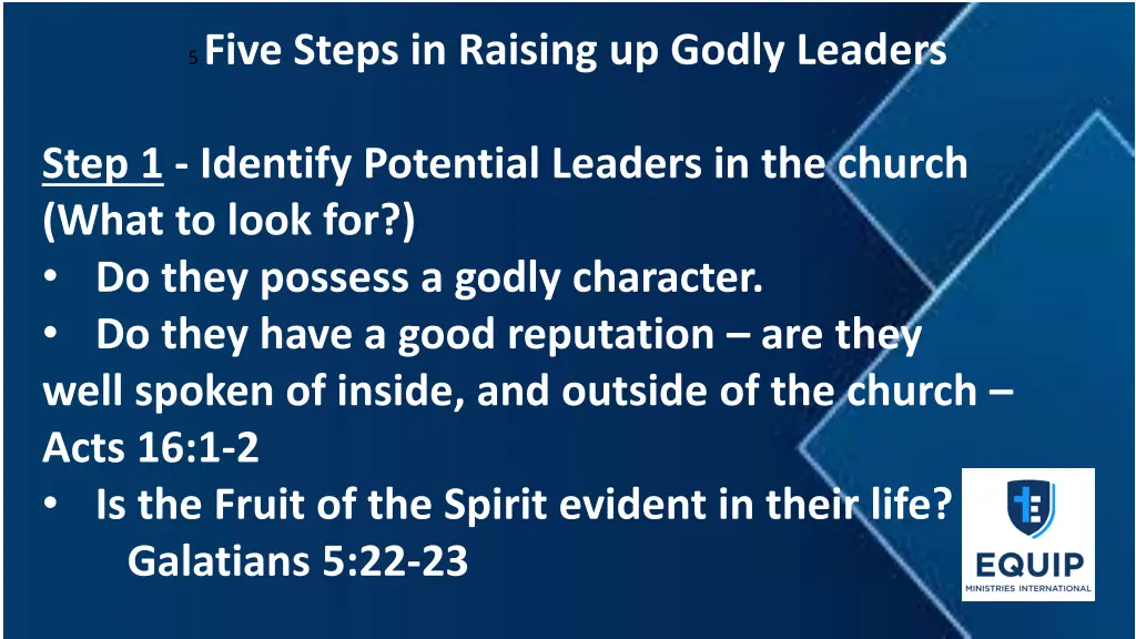 5 five steps in raising up godly leaders