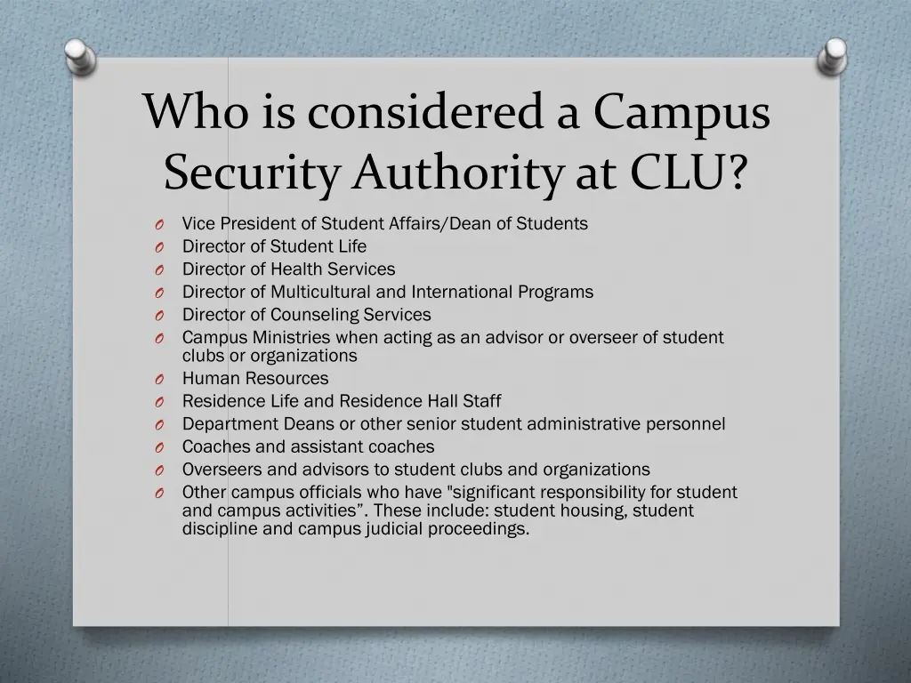 who is considered a campus security authority