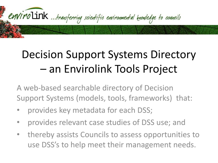 decision support systems directory an envirolink