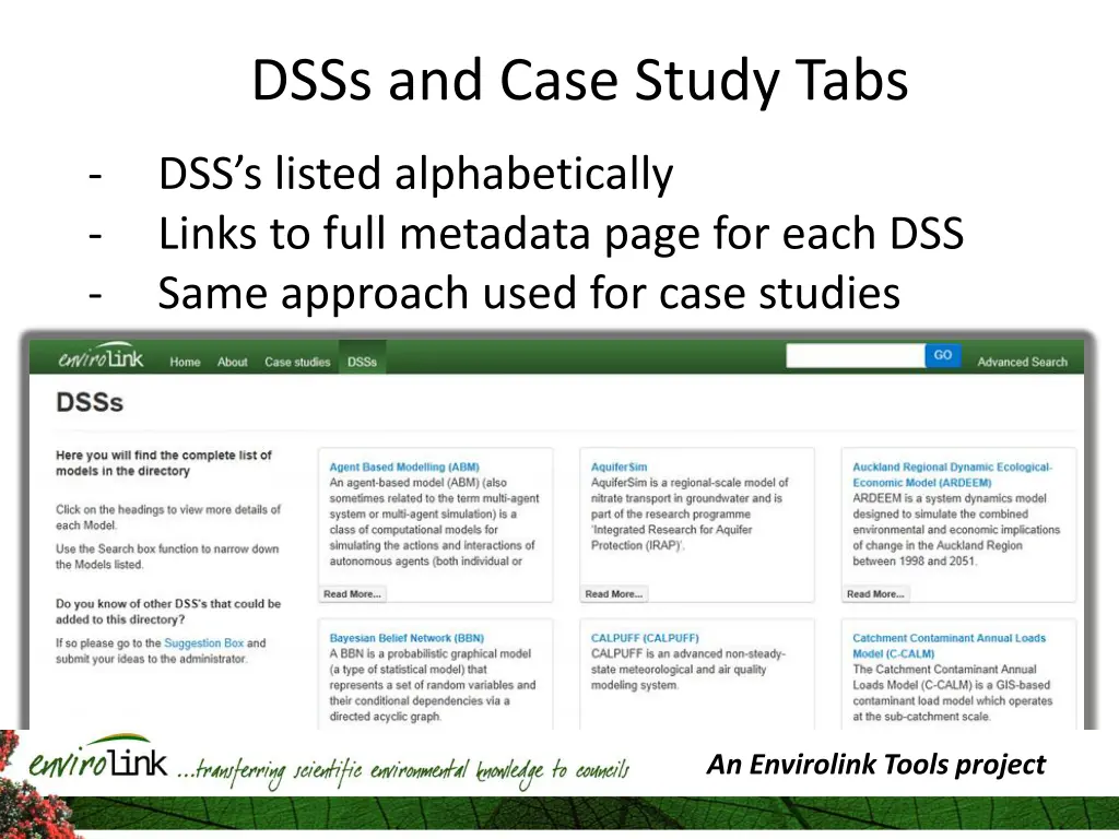 dsss and case study tabs