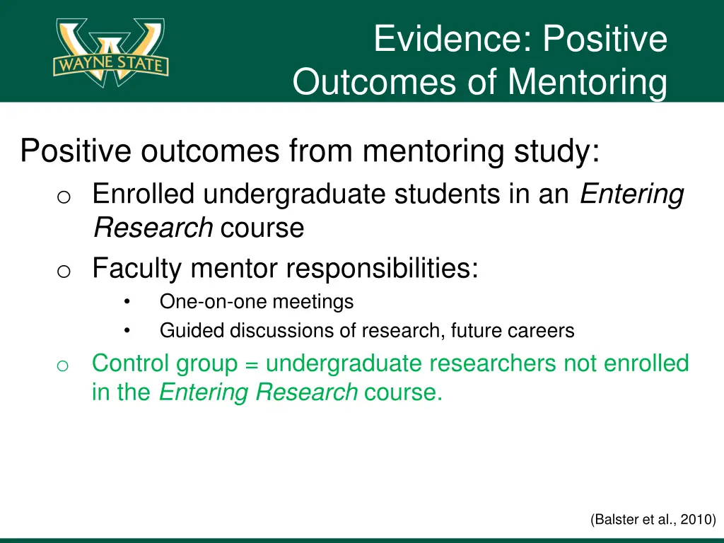 evidence positive outcomes of mentoring