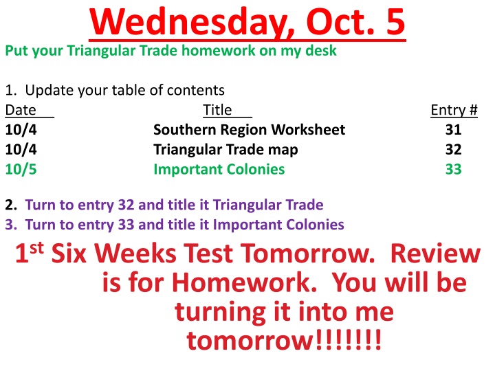 wednesday oct 5 put your triangular trade