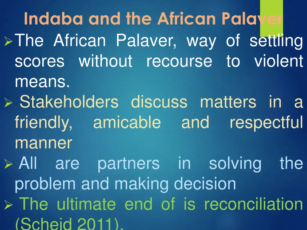 indaba and the african palaver the african