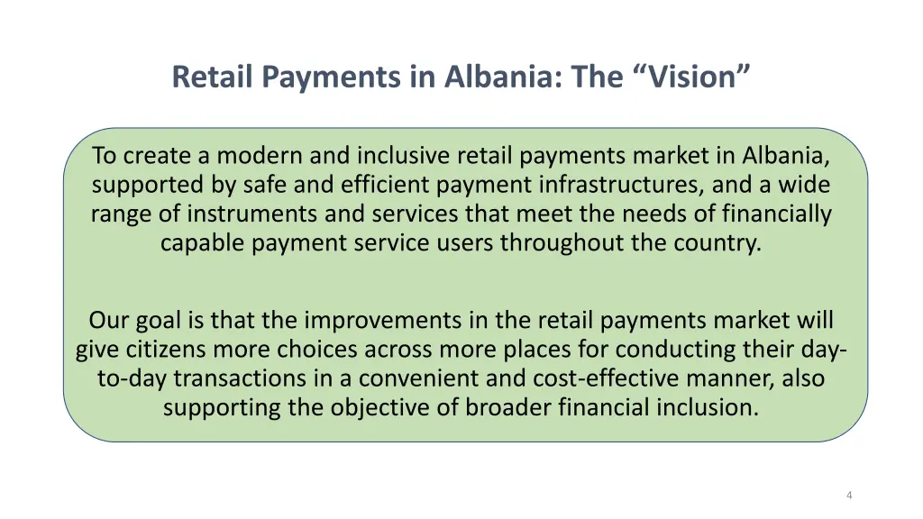 retail payments in albania the vision