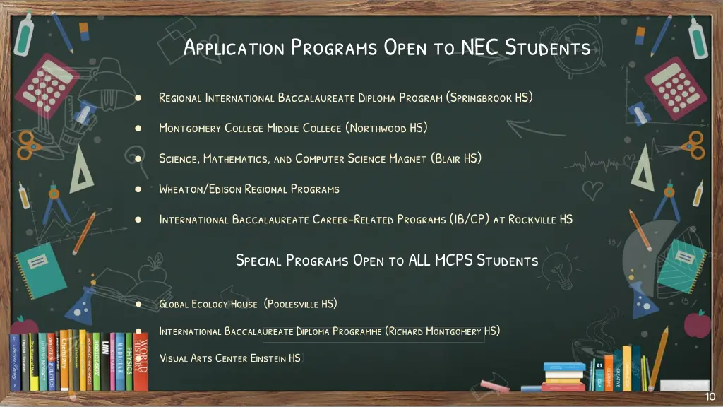 application programs open to nec students