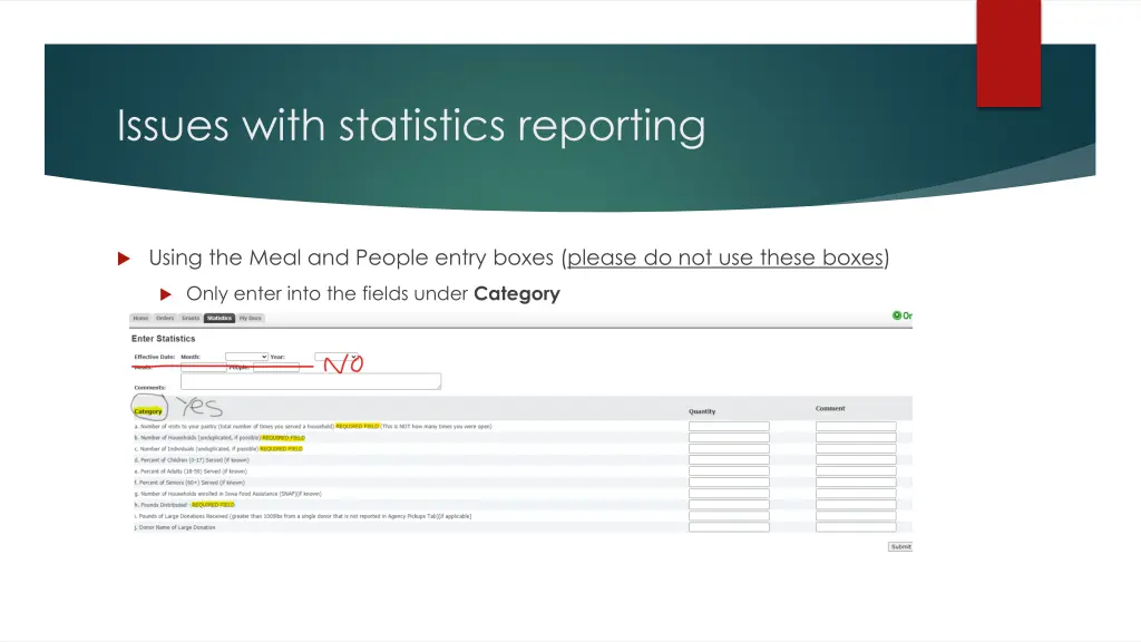 issues with statistics reporting