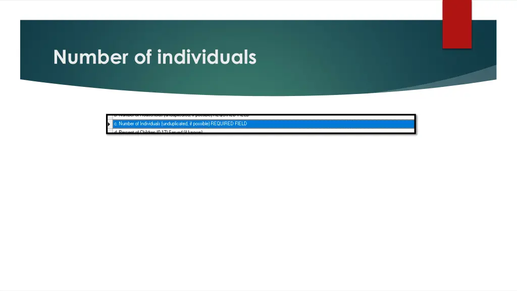 number of individuals