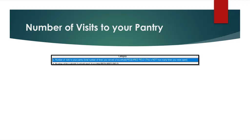 number of visits to your pantry