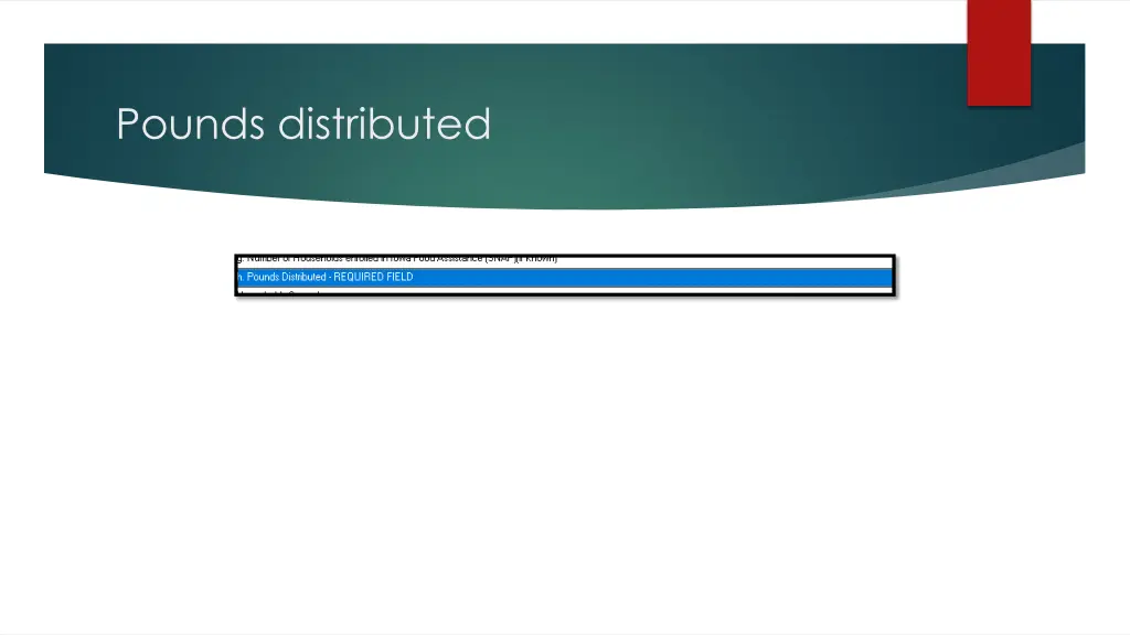 pounds distributed