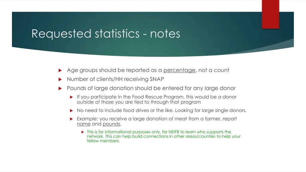 requested statistics notes