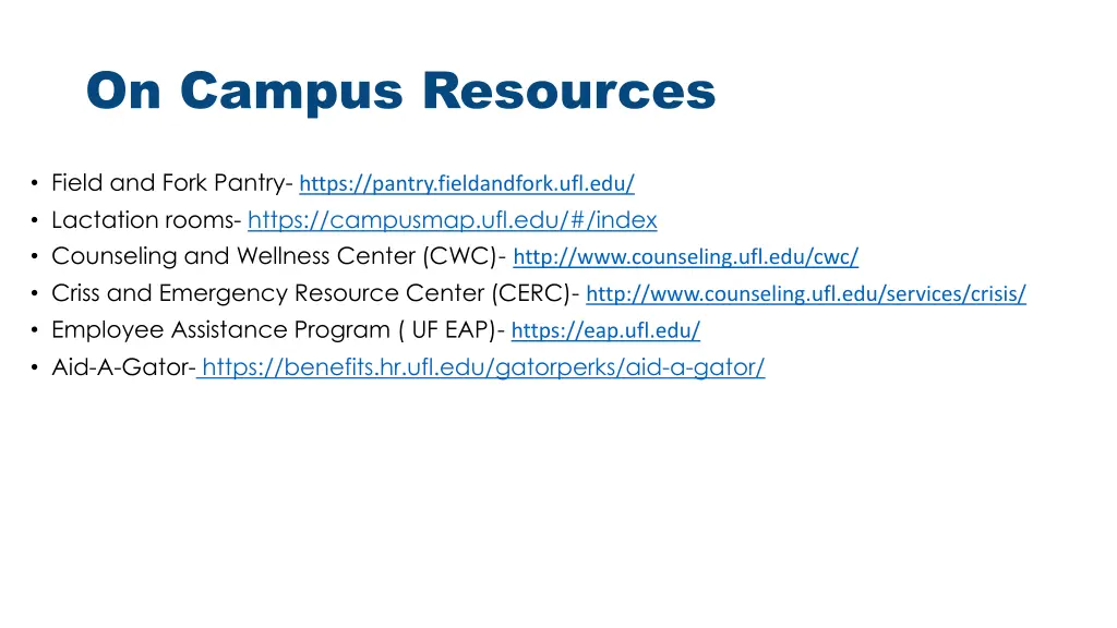 on campus resources